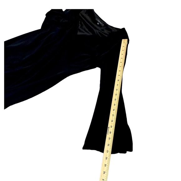 Laundry Shelli Segal Dress Womens 12 Black Jersey Shift Short Long Cape Sleeve - Picture 11 of 16